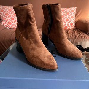 Brown Faux Suede Booties